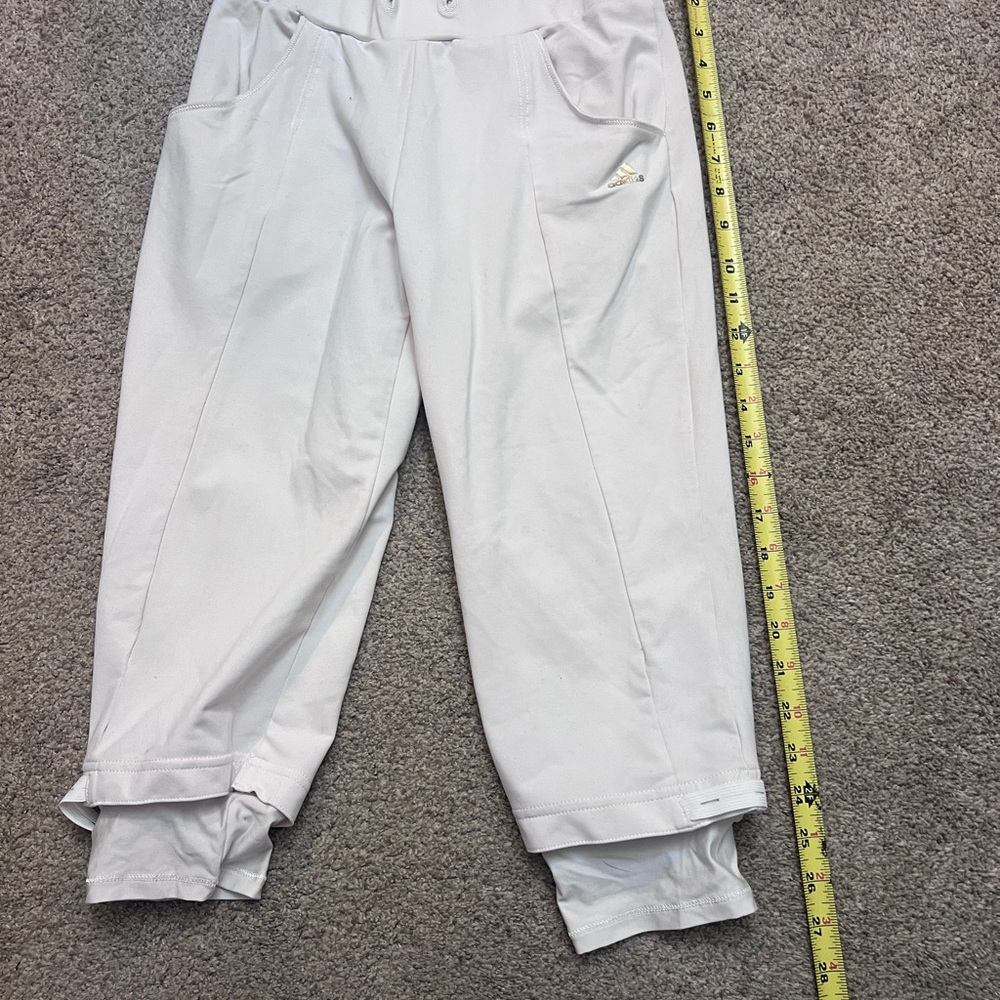 Adidas White Capris Relaxed Fit Athleisure